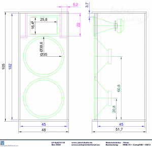 Portlänge: 25cm (22cm Port + 3cm Schallwand)
